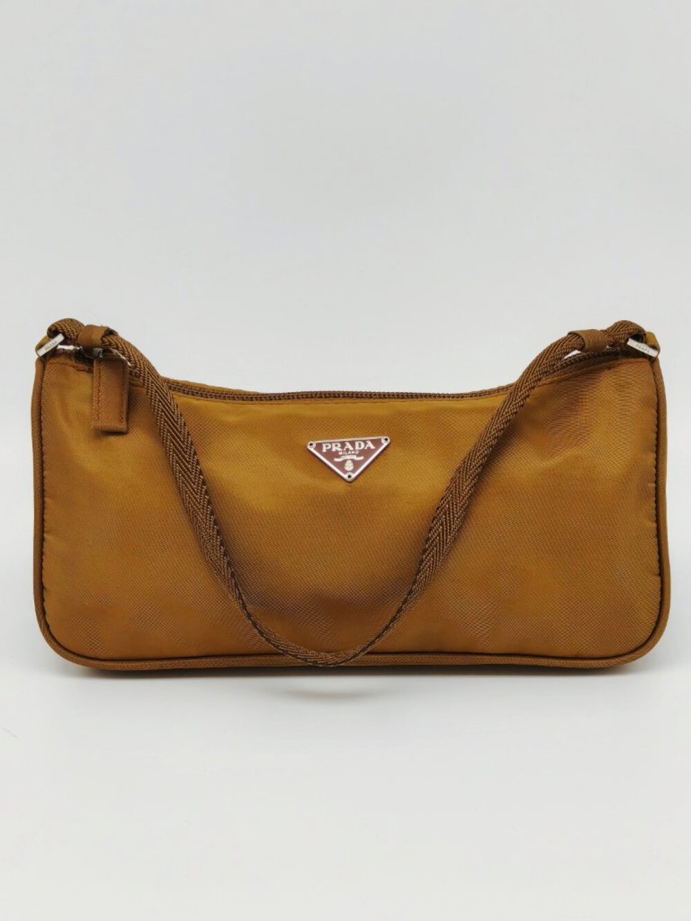 PRADA Vintage Nylon Mini Shoulder Bag Brown Accessory Pouch 2000s Y2K - Picture 3 of 14